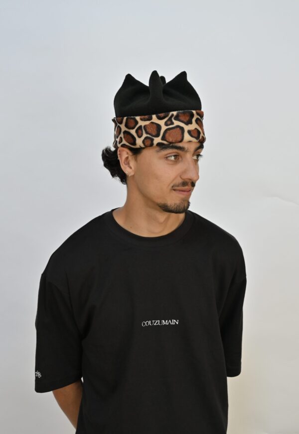 Bonnet léopard marron et noir
